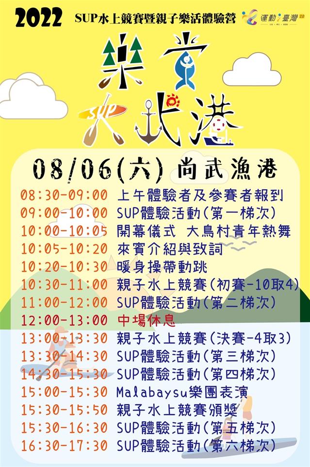 111年「樂賞大武港之SUP水上競賽暨親子樂活體驗營」2022水上競賽暨親子樂活體驗營活動宣傳海報1